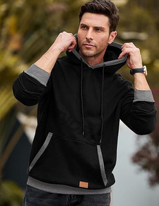 ONDRA Sweatshirts à capuche décontractés en coton à manches longues pour hommes, pull à capuche en polaire avec poches - Product Image 3
