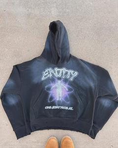 Ropa de calle personalizada de fábrica, sudaderas con capucha lavadas con cremallera y logotipo estampado completo de gran tamaño de algodón pesado nuevo - Product Image 1