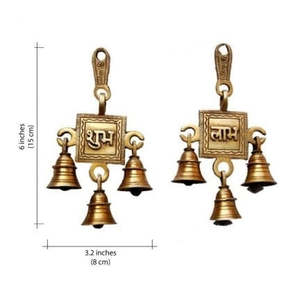 Juego de campanas colgantes Shubh Labh en material Premium de latón marrón para atractivo decorativo - Product Image 2