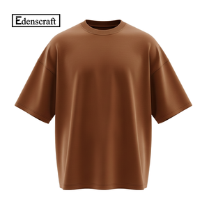 Camisetas Casuales de Calle para Hombre, de Algodón Pesado 100%, Corte Cuadrado con Hombros Caídos, Color Marrón, Producción Personalizada al por Mayor - Product Image 1