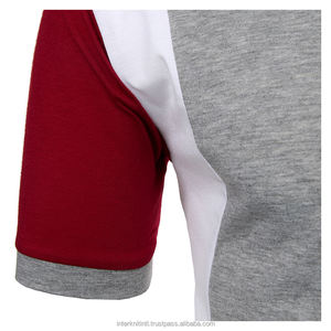 Camiseta de Manga Corta Tejida para Hombre |   Diseño de solapa con estampado de bloques de color en el pecho y tres rayas, 100% algodón transpirable para venta al por mayor - Product Image 3