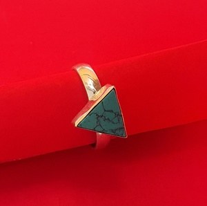 S925 estampado trillón turquesa joyería 925 plata esterlina turquesa piedra anillo ajustable para mujer - Product Image 6
