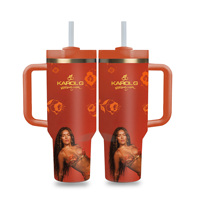 Gobelets isothermes sous vide 40 oz avec logo personnalisé Singer, dégradé or-orange-rouge, ensemble cadeau de tasses premium