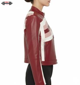 Best Arrival <b>Women</b> <b>Plus</b> <b>Size</b> Breathable Stripe Leather Bomber <b>Jacket</b> Winter Full Sleeve Custom <b>Size</b> - Product Image 3