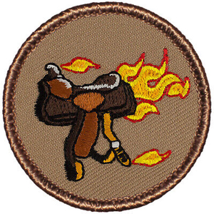 Patch brodé à coudre Flaming Tomahawk Patrol, diamètre carré de 2 pouces, avec perles brodées - Product Image 3