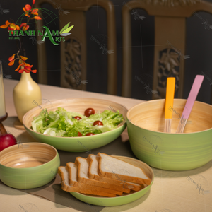 Juego de Tazones de Ensalada Desechables de Bambú Personalizados OEM, Diseño Clásico, Ecológicos y Naturales, para Servir en Fiestas y en el Hogar - Product Image 4