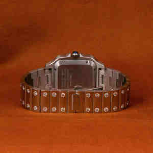 Trending Hip Hop Relojes automáticos Cara azul Iced Out Reloj de lujo Dial cuadrado Números romanos Relojes Mujer Hombre - Product Image 3