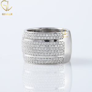 แหวนทองคำแท้18K สำหรับผู้ชายแหวนทองทรงกลมประดับเพชรทันสมัยสำหรับเป็นของขวัญวงฮิปฮอปแบบกว้างครึ่งนิรันดร์ - Product Image 5