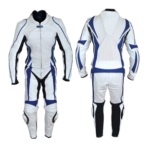 <b>White</b> Cowhide 2pcs Motorcycle Leather Sportswear <b>Suit</b> Plus Size Feature - Product Image 1