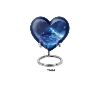 Urnes de Keepsak de coeur en aluminium de zèbre de haute qualité pour des cendres humaines avec le support - Product Image 5