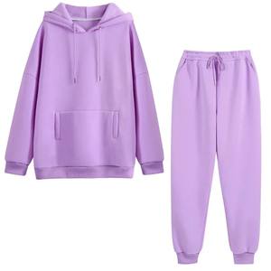 Chándal liso para mujer de calidad superior, Conjunto de sudadera informal de dos piezas y joggers - Product Image 6