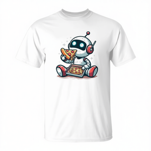 Camiseta Promocional con Robot IA Comiendo Pizza - Product Image 2