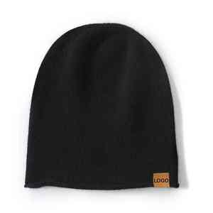 <b>Cashmere</b> <b>Beanies</b> With Suede Tag Custom Warm Knitted Hats for men - Product Image 2