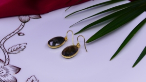 Gemvanity 925 Sterling Silver Classic <b>Wedding</b> and Engagement Charm Earrings Set <b>Gold</b> Plated Labradorite Gemstone <b>for</b> Women - Product Image 4
