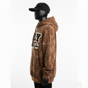 Sweat-shirt unisexe surdimensionné en coton brossé doux, lavage à l'acide, 400 GSM, logo brodé en chenille personnalisé, sweat-shirt basique - Product Image 5