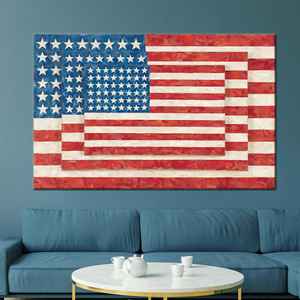 Tableau imprimé sur toile - Décoration murale moderne avec trois drapeaux, 1P : encadré - Product Image 1