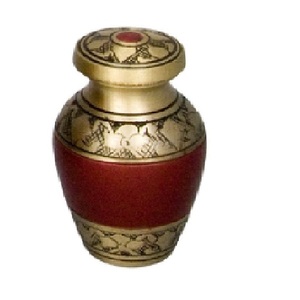 Urne souvenir de crémation en laiton de haute qualité avec bande de gravure étain et couleur marron finie pour les cendres humaines-Fourniture funéraire - Product Image 4