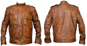 Veste en cuir de mouton véritable de haute qualité pour hommes, col montant élégant pour l'hiver, nouvelle collection - Product Image 3