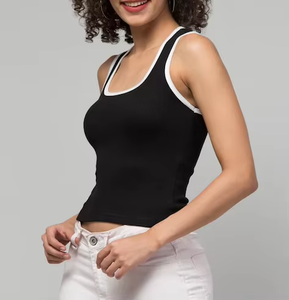 Dernier style de haut court côtelé sans manches pour femme, respirant, séchage rapide, matériel de haute qualité, design personnalisé, pour la salle de sport - Product Image 3