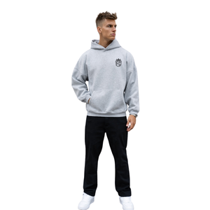 Mens Heather Grey Oversized Hoodie Pullover 50% Cotton 50% Polyester Drop Shoulder Streetwear Relaxed Fit Winter Sweatshirt - Product Image 4