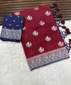 Sarees de mariage pakistanais indien Sarees en soie pure indienne du sud Kanchipuram Handloom tissage Saree en soie - Product Image 3