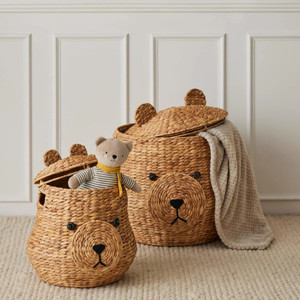 Lot de 2 paniers de rangement uniques en osier pour jacinthe d'eau et visage d'ours en jacinthe d'eau pour enfant - Product Image 5