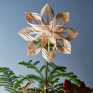 Bon prix flocon de neige en bambou naturel tissé à la main étoile de Noël unique ornement suspendu décoration de vacances du Vietnam - Product Image 5