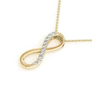 Collier pendentif Infinity en diamant, plaqué or argenté, diamants de laboratoire taille brillant 0,10 carat VS+, fantaisie, minimaliste pour femme - Product Image 3