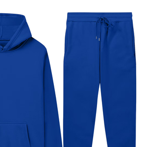 Ensemble de survêtement bleu roi avec sweat à capuche et pantalon de jogging pour hommes et femmes, vêtements de sport décontractés d'hiver, vente en gros, usine OEM, logo personnalisé - Product Image 5