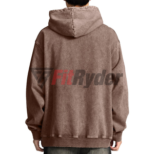 Sudaderas con capucha lavadas con ácido de algodón 100% de alta calidad, ropa de hombre de invierno de punto con capucha de estilo callejero Vintage de secado rápido al por mayor - Product Image 3