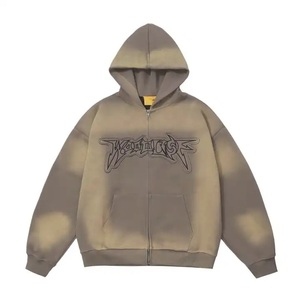 Acid Wash Vintage Embroidered Hoodies Customized Logo High Quality Cotton/Polyester Winter Clothing Manufacturer From Pakistan - Product Image 6