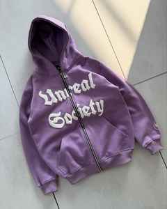 Sweat à capuche pour homme personnalisé vintage délavé au soleil en coton épais surdimensionné avec fermeture éclair impression bouffante 3D délavé à l'acide fermeture éclair personnalisée - Product Image 3