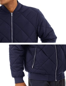 Veste polaire décontractée et confortable pour hommes avec motif diamant Manteau zippé de couleur unie, chaud, col montant, vêtements d'extérieur automne-hiver Bomber - Product Image 5
