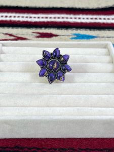 แหวนเงินสเตอร์ลิงแบบปรับได้พร้อมชุดกรอบทรงรีอัญมณีดอกรักเร่องุ่นสำหรับงานแต่งงานและงานเลี้ยง - Product Image 3