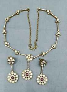 Conjunto de collar Mehandi Moissanite Kundan Sku AN 212 DK/ - Product Image 3