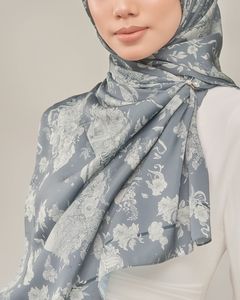 Châles en satin imprimé personnalisé Hijab 2022 Floral mat Satin soie Hijab châle - Product Image 3