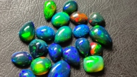 Mix Shape Fancy Ethiopian Black Opal Cabochon Free Size Multi Fire High Quality Opal Gemstone Real Supplier From India