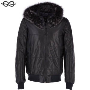 Blouson aviateur à capuche en cuir noir pour hommes de qualité supérieure Design Davos tendance Vêtements décontractés Meilleure vente - Product Image 1