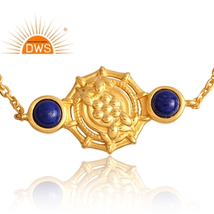 Nouveau Design Tendance 925 Sterling Sliver 18K Plaqué Or Naturel Lapis Gemstone Bracelet Demi Fine Jewelry Pour Femmes Cadeau Pour Elle - Product Image 2