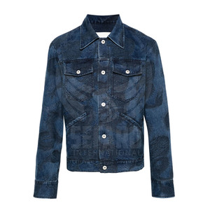 Conception unique Veste en jean pour hommes, imprimée sur mesure, couleur unie, vêtements Apaprel, veste d'hiver en jean - Product Image 1