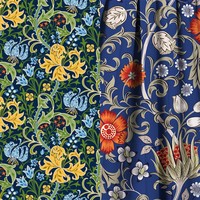 Tissu imprimé rouge et vert à motif floral pour Noël, 100% coton GOTS, tissu imprimé numérique pour la couture de robes
