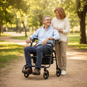 Deambulatore con Sedia (2 in 1 Combo), Rollator in Alluminio con Sedile, Telaio Robusto e Schienale Girevole Colore Nero - KMINA K1004 - Product Image 6