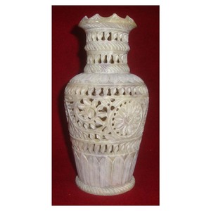 Cheap Price Hot Selling Soapstone Floral <b>Vase</b> <b>For</b> Beautiful Living Room Office And Restaurants On Surface Base <b>Decorative</b> Item - Product Image 1