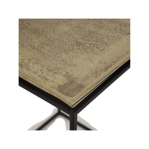 Mesa auxiliar de metal dorado y negro de anidamiento cuadrado contemporáneo, Juego de 2 mesas para muebles de sala de estar - Product Image 3