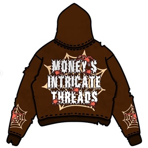 Ensemble de survêtement Y2K personnalisé, streetwear vintage, mode décontractée, sweat-shirt délavé, bonnet et pantalon de jogging évasé, impression DTG, vêtements de sport - Product Image 2