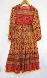 Vestido largo maxi de alta calidad, fabricante al por mayor, ropa de playa de algodón marroquí, traje de baño, cubierta, estampado, botón natural para mujer - Product Image 2