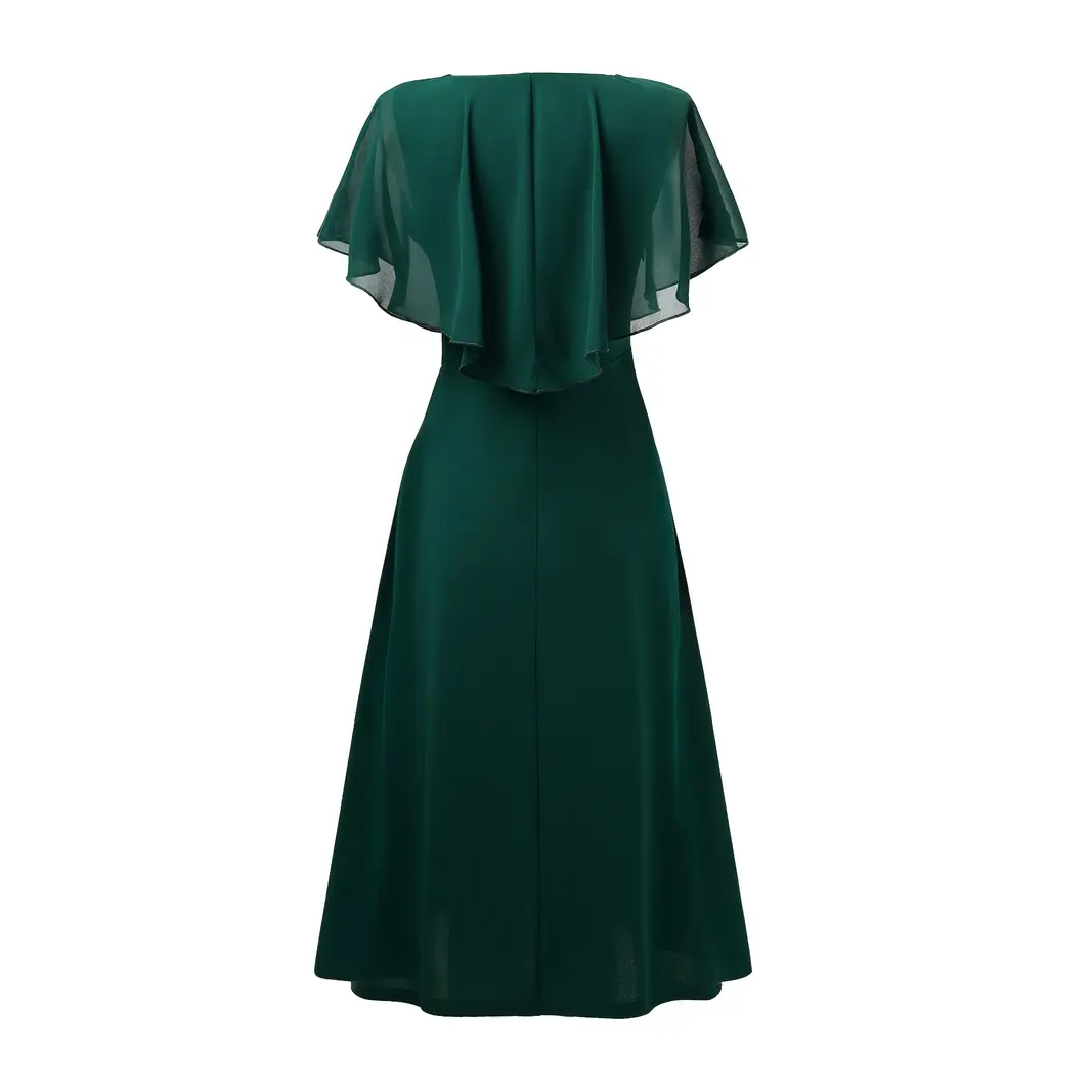 dark green peplum dress MNM Couture V06941 Pleated Long Sleeve Formal Beaded Peplum Evening Dress