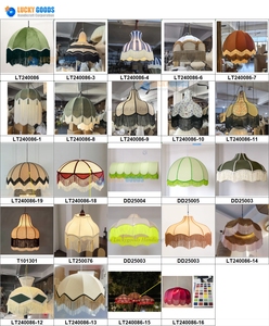 Lampadario <span class=keywords><strong>con</strong></span> <span class=keywords><strong>Paralume</strong></span> in Tessuto e Nappe, Lampada a Sospensione, Illuminazione LED Decorativa - Product Image 6