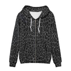 Sudadera de Invierno de Felpa con Estampado de Guepardo Gris de Lujo, Cómoda para Usar Todo el Día, Puños y Bolsillos Acanalados Duraderos, Moderna para Mujer - Product Image 1