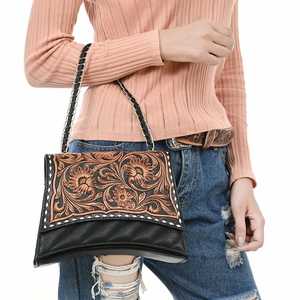 Cowboy Handcrafted Leather <b>Sling</b> <b>Bag</b> With Tooled Design at Wholesale Price Cowhide Hair on Leather <b>Bag</b> Fur <b>Sling</b> <b>Bag</b> - Product Image 4